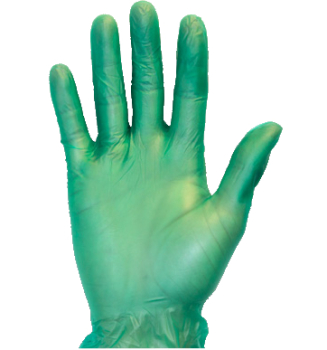 Green Vinyl Gloves Powder-Free Large