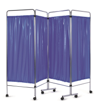 Chrome Ward Screen 4 Section with Curtains