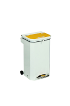 White Stainless Steel Waste Pedal Bin 20l Yellow Lid