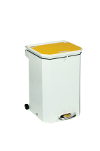 White Stainless Steel Waste Pedal Bin 50l Yellow Lid