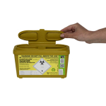 Sharps Bin - yellow lid - 1 ltr web
