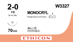 Sutures - Ethicon Monocryl 70cm Undyed 2/0 26mm