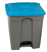 Grey Plastic Pedal Bin 45ltr Blue Lid