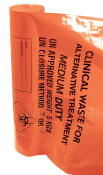 Orange Clinical Waste Sacks on a roll