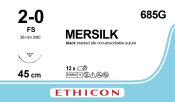 Mersilk Coated Silk Suture 3/8 Circle Reverse Cutting Needle
