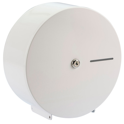 Mini Jumbo Toilet Roll Dispenser White Metal