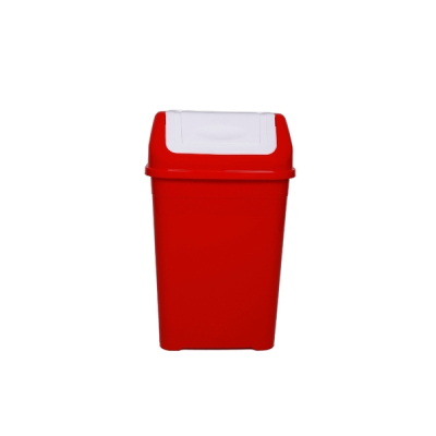 Plastic Swing Top Bin 50l Red