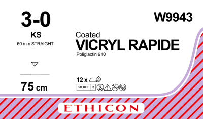 Vicryl Rapide Sutures 60mmx75cmx3/0 W9943