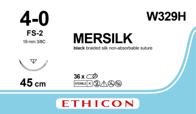 Mersilk Coated Silk Suture 3/8 45cmx4/0 W329H