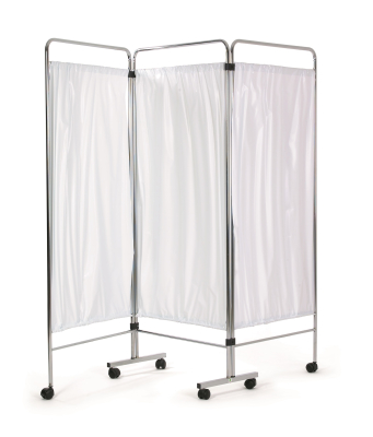 Chrome Ward Screen 3 Section with Curtains