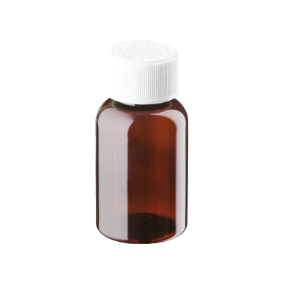 50ml Amber Plastic Pre-capped Unopac Bottles