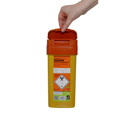 Sharps Bin - Orange lid - 0.6 ltr