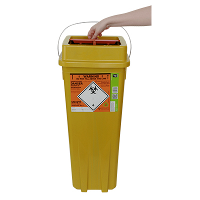 Sharps Bin - Orange lid - theatre +