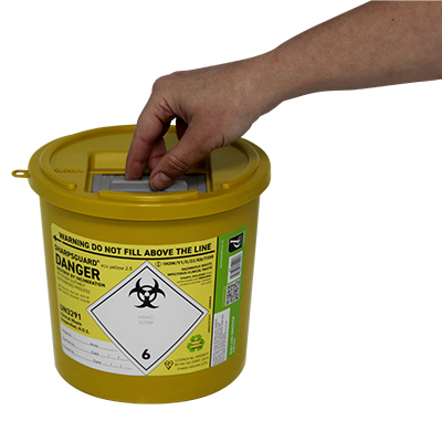 Sharps Bin - yellow lid - 2.5 ltr