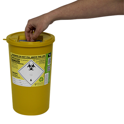 Sharps Bin - yellow lid - 5 ltr