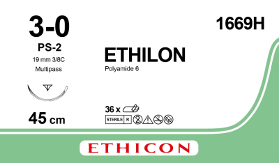 Sutures - Ethilon 3-0 45cm 1669H (formerly W1621T) x36
