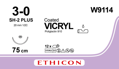 Sutures - Vicryl - W9114 (3/0 coated) x 12)