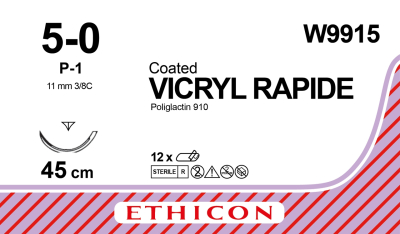 Sutures - Vicryl Rapide- W9915 (5/0) x 12