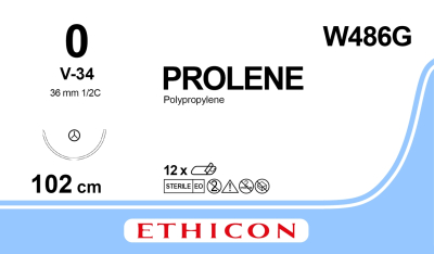 Sutures - Ethicon Prolene Blue 100cm Size 0 V34 36mm