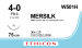 Sutures - Mersilk - W501H (4/0) x 36  Braided silk, wax coated, non-absorbable. Black.